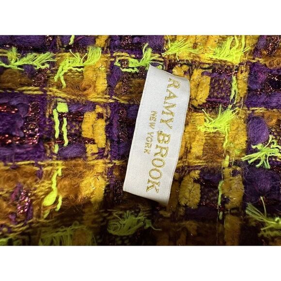 Ramy Brook Marygold Tweed long Overcoat neon colours Small - Picture 14 of 15